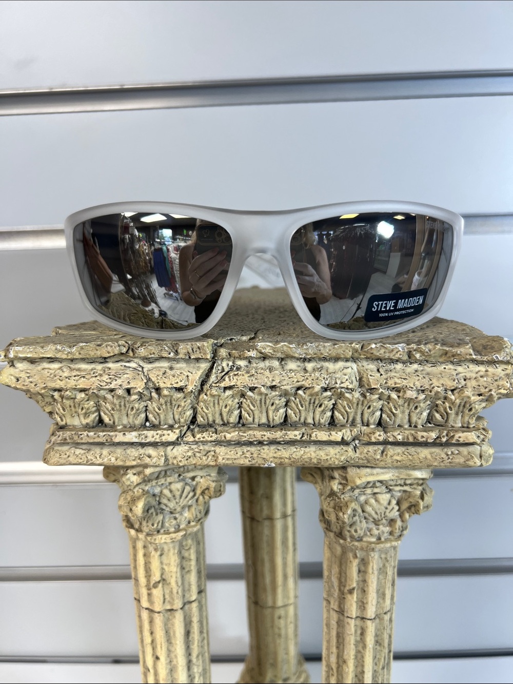 Steve Madden White Frame Mirrored Lens Sunglasses